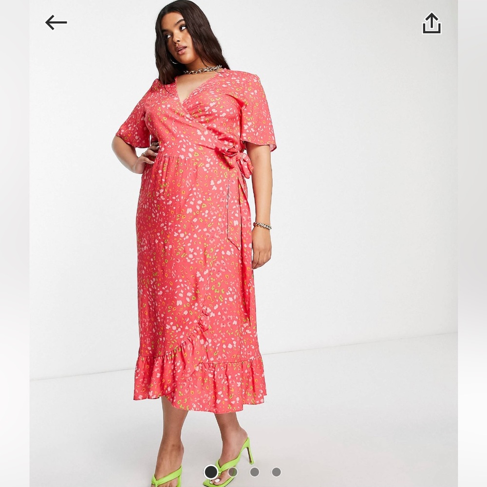 Never Fully Dressed Plus Size Ruffle Wrap Dress in Animal Spot